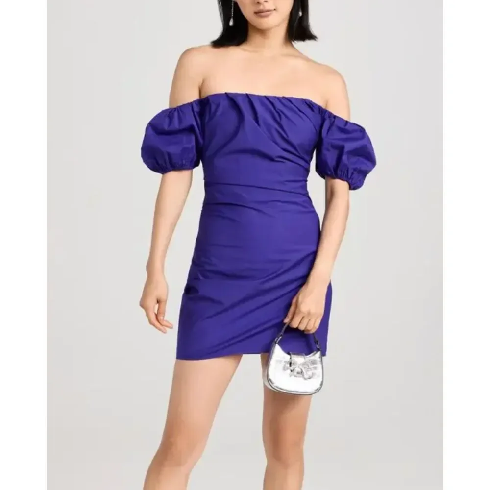 STAUD Giulia Off Shoulder Mini Cocktail Dress Purple NWT‎ Medium